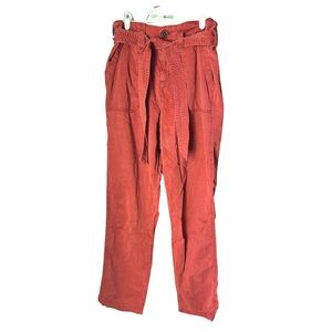 Maurice’s Coral PaperBag Waistband HighWaist StraightLeg Pant Tencel Cotton GG19